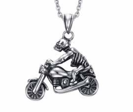 Skeleton Biker - Stainless Steel - hanger / ketting