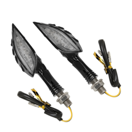 BLACK LED TURN SIGNALS - Skeleton Hand, for Harley-Davidson and other brands