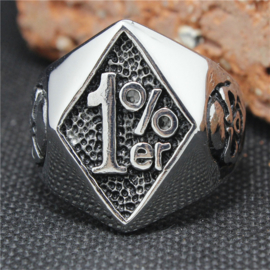 1% - One Percenter Ring - Silver Skull