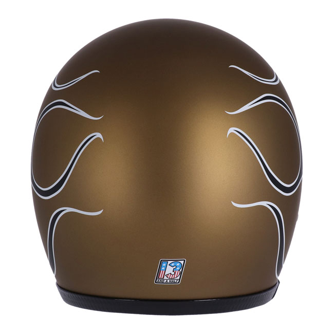 Skull bucket helmet flames matt gold - 13 1/2