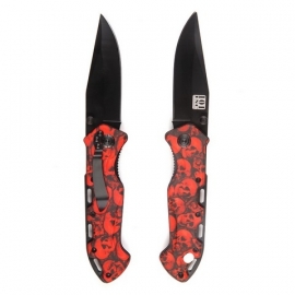 Red Skulls Knife + Clip - 11cm blade