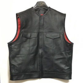 Leather MC-Vest - DeLuxe- Round Neck - Side Zippers