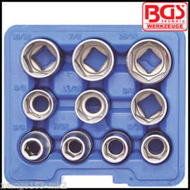 BGS - SAE Imperial - Shallow Socket Set - 1/2" Drive Pro Torque® 10 Pcs - 2434 Garage INCH
