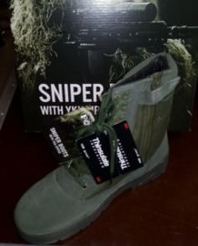 Sniper/Combat Boots - Army Green - Leather DeLuxe (Zipper)