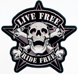 BackPatch - Live Free - Ride Free - Skull - LARGE