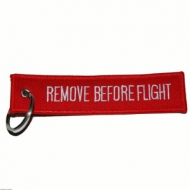 Embroided Keychain - Red & White - REMOVE BEFORE FLIGHT