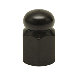 Valve Caps - ALLOY HEX DOMED; BLACK - TrikTopz