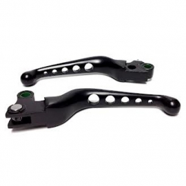 5 hole Handlebar Levers - Black - Wide Blade 08-13 DYNA/SOFT