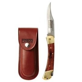 Fosco Knife + leather pouch - Wooden handle - 5"