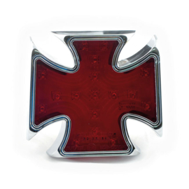 MALTESE CROSS TAILLIGHT CHROME / RED - LED - E4 LENS