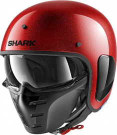 Shark S-Drak Glitter, jet helmet - RED matt sparkles - limited edition