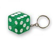 Keychain - TrikTopz - Green Dice with Glitters