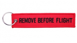Embroided Keychain - Red & Black - REMOVE BEFORE FLIGHT