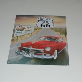 Large Metal Plate - Route 66 Classic Car