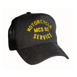 MOTORCYCLE SERVICE TRUCKER CAP BLACK DENIM