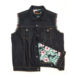 Denim Biker Vest - ROEG - Hawaiian Liner MEDIUM