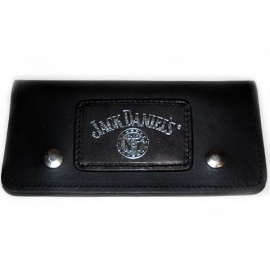 Wallet - Jack Daniels - Black Leather Silver Logo - Medium