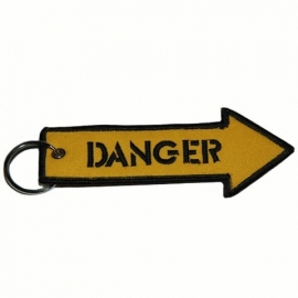 Embroided Keychain - ARROW - Yellow & Black - DANGER