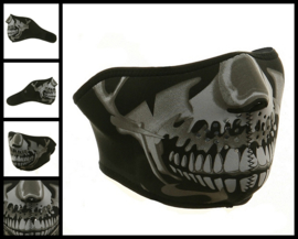 Face Mask - Half - Zan HeadGear USA - Chrome Skull