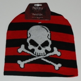 Beanie - Crossbones & Stripes (red & black) - Pirate