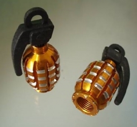 Valve Caps, Grenade - Orange Sunburst - sold in pairs