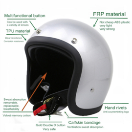 TT&CO Jet Helmet - Black & Grey Scalop - 500-TX