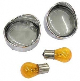 BULLET TURN SIGNAL VISOR LENS KIT, SMOKE (2 pcs & 2 bulbs)