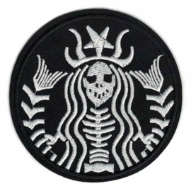 Patch - STARBUCKS parody logo - Skeleton style - COFFEE
