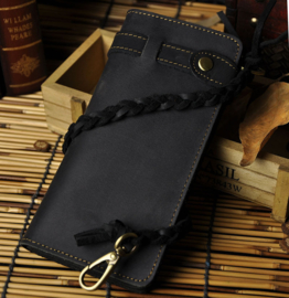 Biker Wallet - Large - DARK COFFEE ROUGH LEATHER