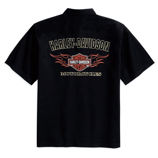 The Garage Mechanic Short Sleeve Shirt - Black & Flame