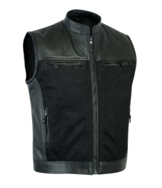 MC Vest - PERFORATED LEATHER & MESH -  Side Zippers