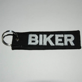 Embroided Keychain - Black & White - BIKER