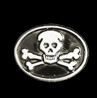 P140 - Pin - Pirate Skull and Bones - Oval