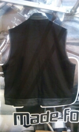 OUTLET: Black Denim Vest - Cut Off - SOA - High Mandarin Leather Neck