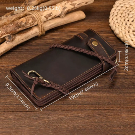 Biker Wallet - Large - BLACK ROUGH LEATHER (DARK BROWN)