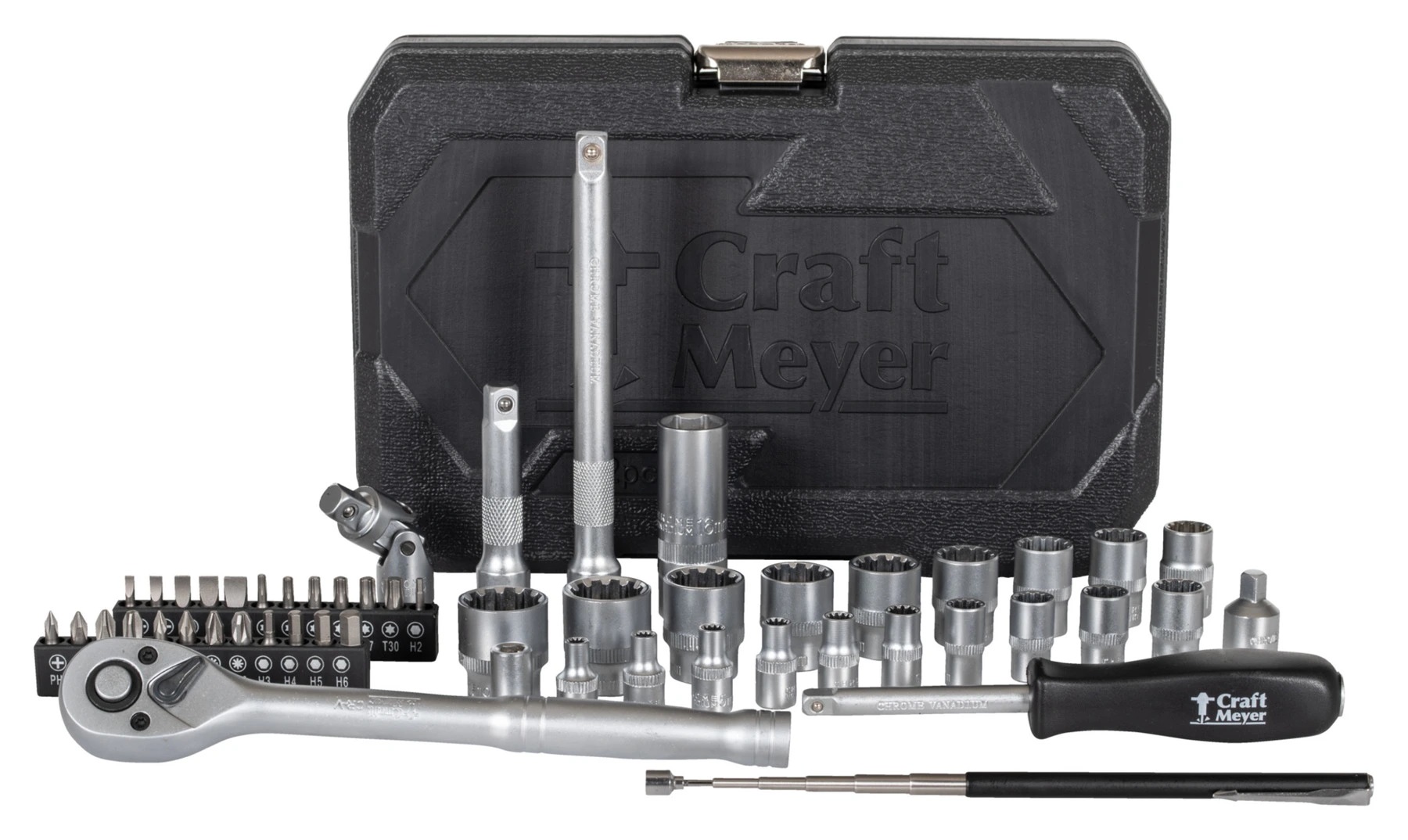 Toolset - Socket set 52-pieces metric/imperial/INCH (HD)