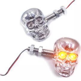 Chrome Plated Turn Signals - Power LED - SKULL