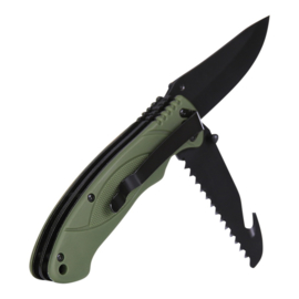 Bush Knife Stainless Steel - Bushcraft Saw Knife - Army Green