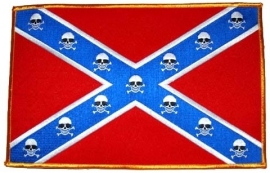 000 - BACKPATCH - Confederate flag with skulls - rebel flag