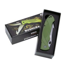 Bush Knife Stainless Steel - Bushcraft Saw Knife - Army Green