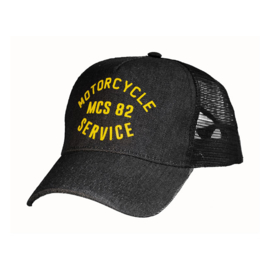 MOTORCYCLE SERVICE TRUCKER CAP BLACK DENIM