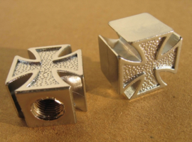 Valve Caps - Silver Maltese Crosses