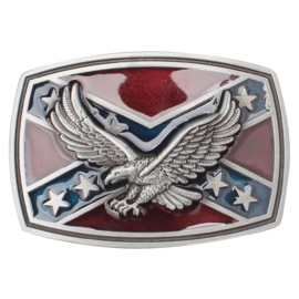 Belt Buckle Rebel flag with Eagle - Colored