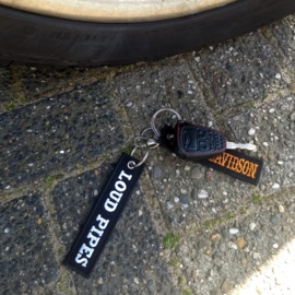 Embroided Keychain - Black & White - LOUD PIPES SAVES LIVES