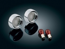 BULLET TURN SIGNAL LENS KIT, CHROME/SMOKE DEEP DISH BEZELS