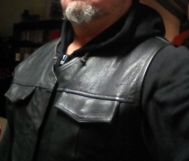 Leather MC-Vest - Cut Off - SOA - High V-cut neck - 3XL - last one