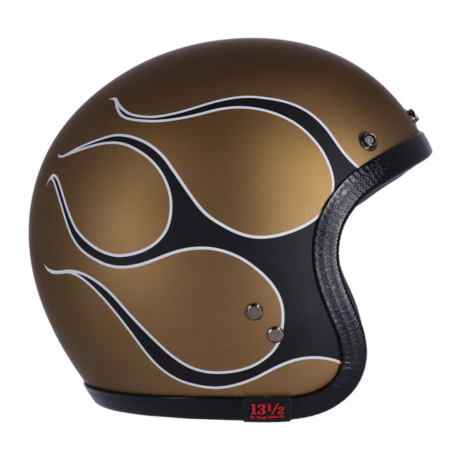 Skull bucket helmet flames matt gold - 13 1/2