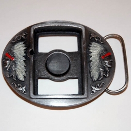 Belt Buckle - Lighter Holder - Indian Faces