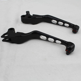 Skull Slotted Handlebar Levers - Black - Harley-Davidson - Wide Blade