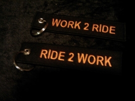 Keychain - Ride 2 Work - Work 2 Ride - Black & Orange